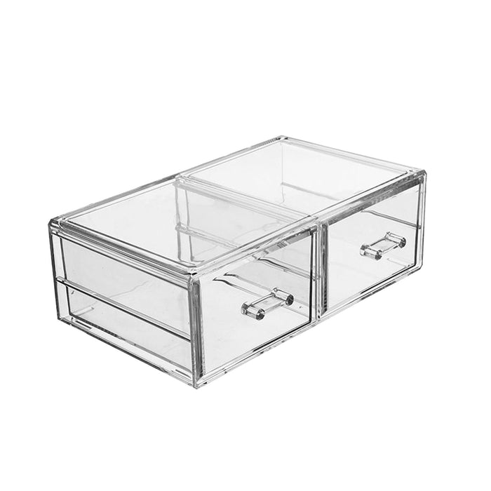 Crofta Desk Organizer with Drawers 2 Tier Acrylic Storage Box for Bathroom Tabletop B