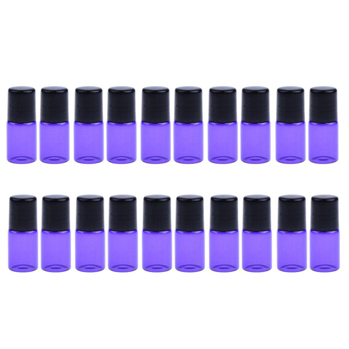 20 Pieces Empty Glass Roll On Bottles for Essential Oil Perfume 1ML Purple