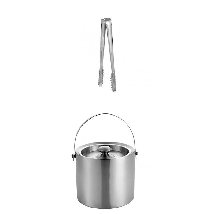 Crofta 3L Double Walled Stainless Steel Ice Bucket Wine Drink Cooler with Tongs