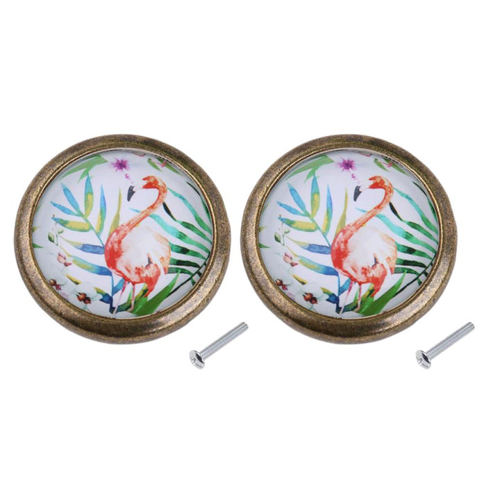 Crofta 2 Piece Chic Flamingo Handles Door Dresser Drawer Cabinet Cupboard Pull Knob for Home Decoration DIY, Mini