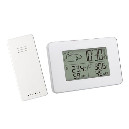 Crofta Weather Station Time Display Digital Thermometer for Home Office Living Room White