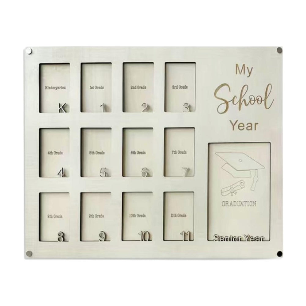 Crofta Wooden School Picture Frame Pre K to 12 40x30cm for Any Interior Lightweight Beige