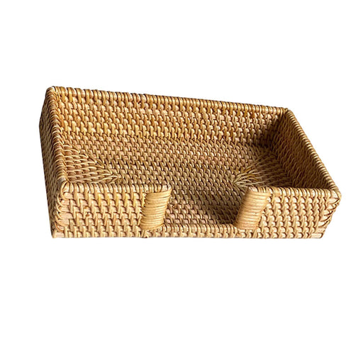 Crofta Woven Flat Napkin Basket Tray Wicker Napkin Basket for Outdoor Cafe Bathroom 24x14x5cm