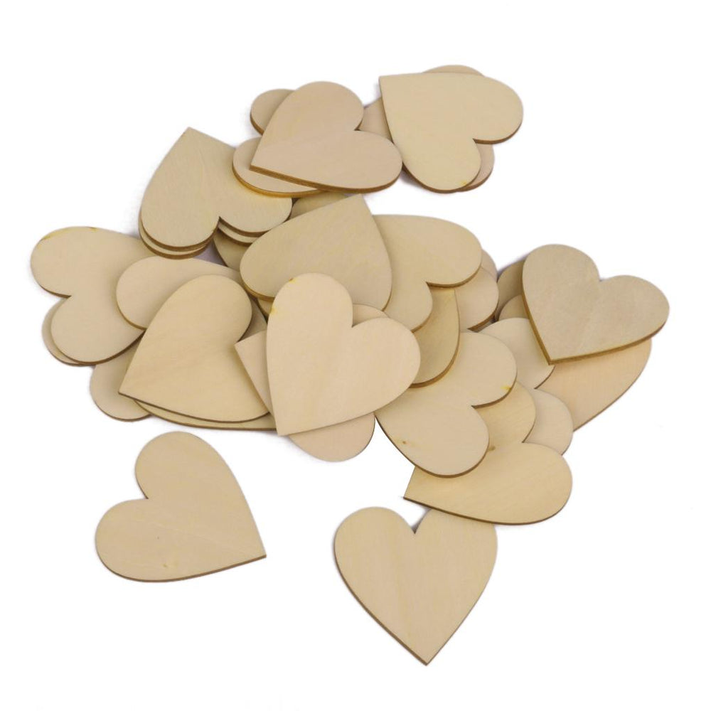 Wooden Blank Heart Embellishments for DIY Crafts 50 x 3mm 25pcs