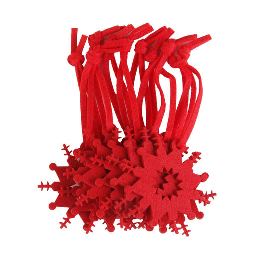 Crofta 10pcs Small Snowflake Felt Christmas Trees Ornament Decor Hanger Craft Red