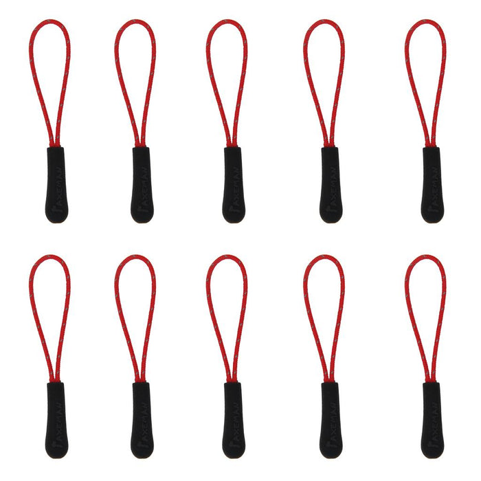 Crofta 10Pcs Reflective Zipper Pull Cord Zip Puller Zip Fastener Zip Slider Red