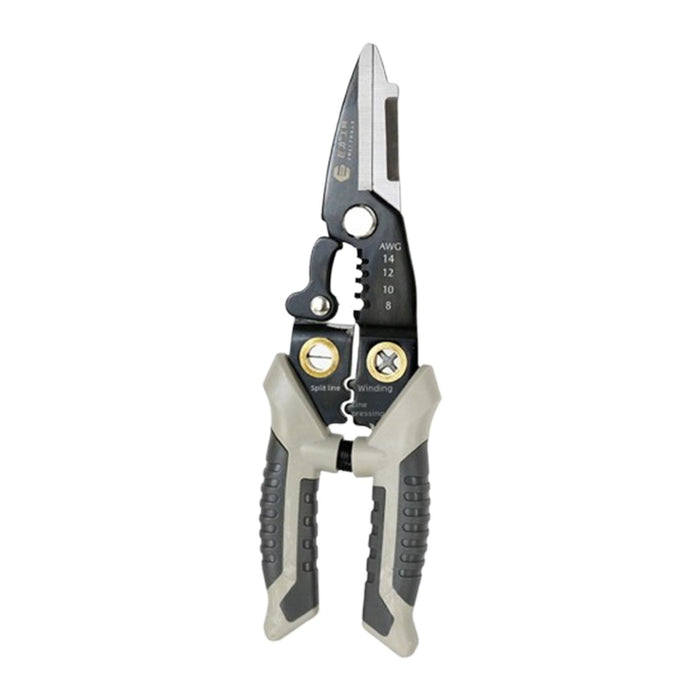 Crofta Wire Stripper Ergonomic Wire Crimping Tool for Wire Cutting Crimping Pulling Black