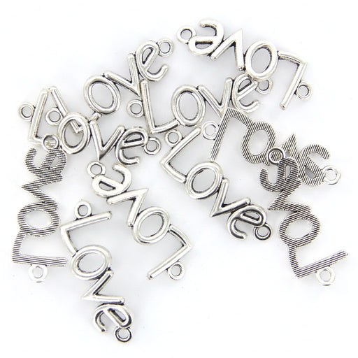 Crofta 10pcs Antique Silver Lover Coulpe Necklace Bracelet Pendants