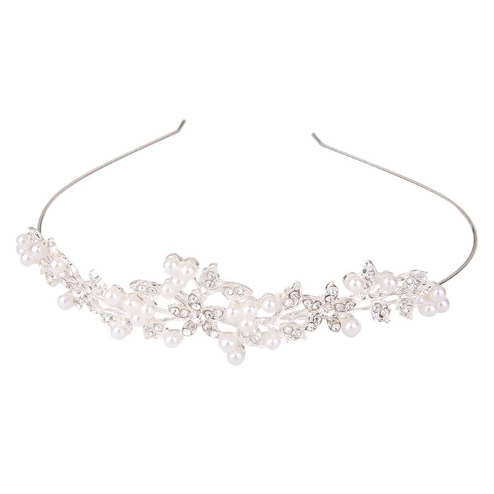 Wedding Bridal Crystal Rhinestone Pearl Decor Crown Headband Tiara