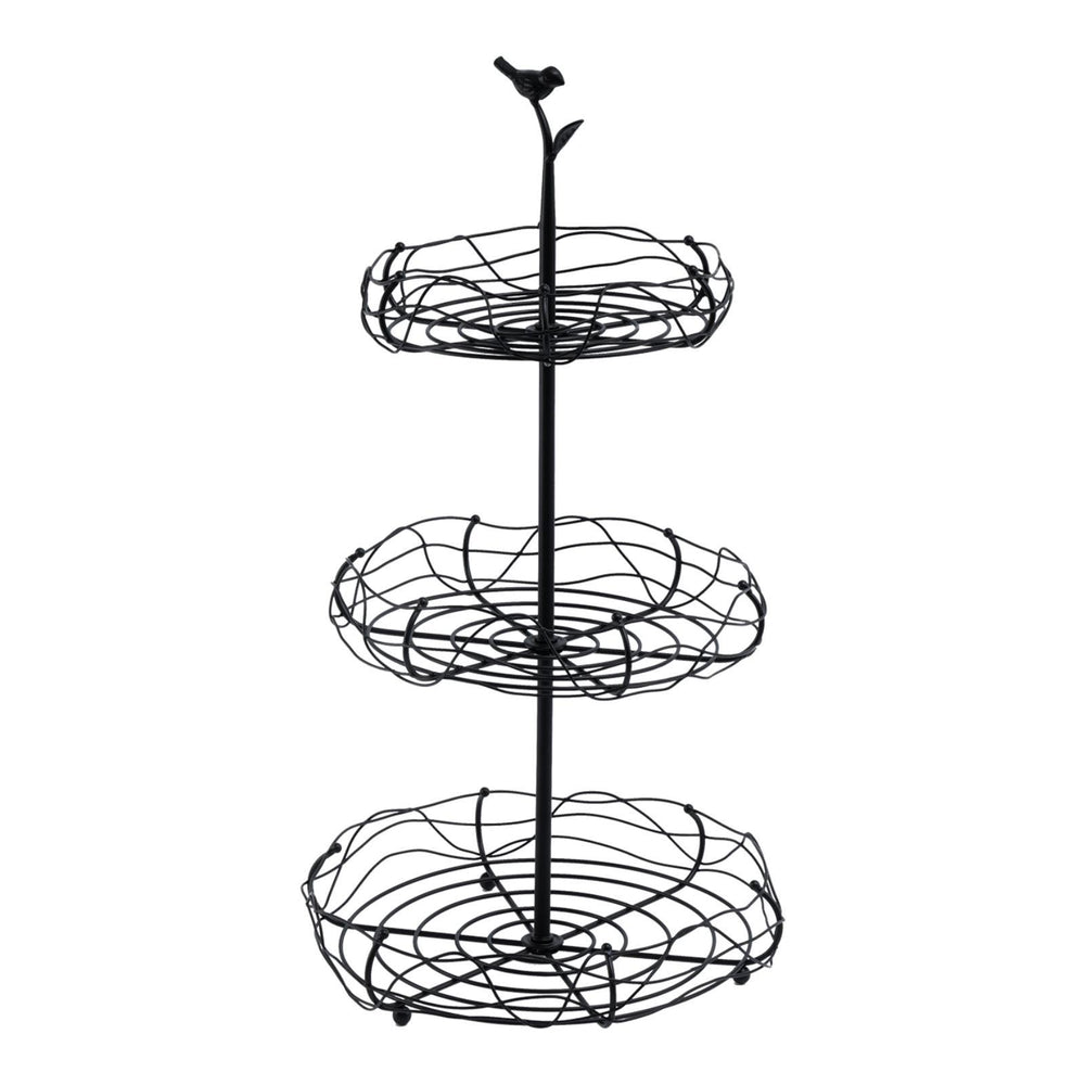 Crofta Layered Vegetable Fruit Wire Basket Stand Detachable Tray for Counter Sturdy 3 Tiers