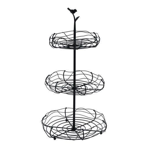 Crofta Layered Vegetable Fruit Wire Basket Stand Detachable Tray for Counter Sturdy 3 Tiers