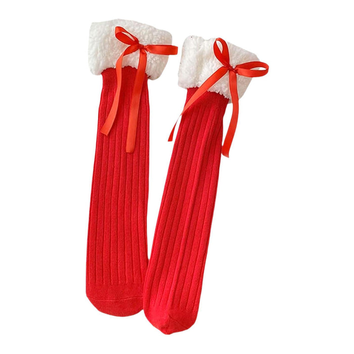 1 Pair Knee Socks for Girls Party Favors Elastic Novelty Long Socks for Kids with Bow Streamer