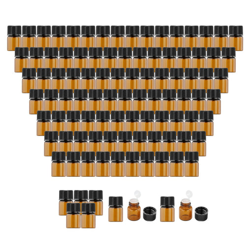 100Pcs Amber Mini Glass Bottle Empty for Essential Oil Aromatherapy Perfume