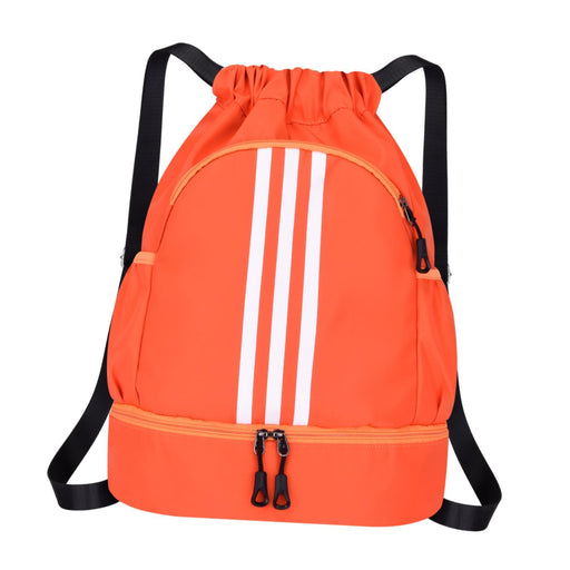 Drawstring Backpack Adjustable Shoulder Straps for Women Men String Swim Bag Orange