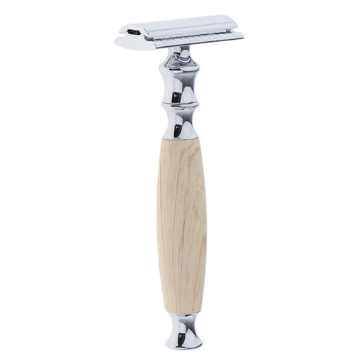 Crofta Wood Handle Double Edge Safety Shaving Razors Moustache Grooming Tool Beige