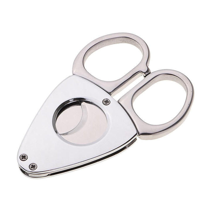 Crofta 2 in 1 Stainless Steel Cigar Cutting Cutter Scissors Cigar Punch for Smokers