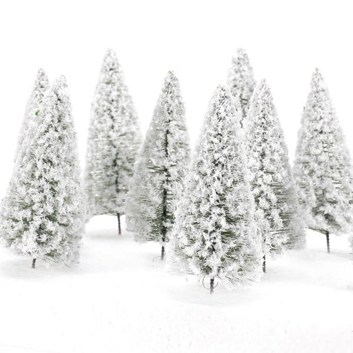 Crofta 10pcs White Scenery Landscape Model Cedar Trees 10cm