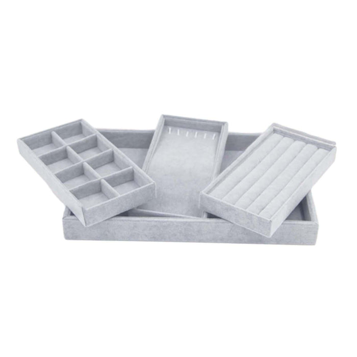 Crofta Jewelry Tray Organizer Storage Organizer Multi Dividers Jewelry Storage Tray Gray