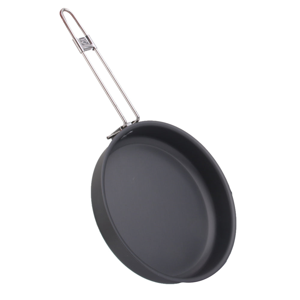 Crofta 19cm Nonstick Round Griddle Skillet Frying Pan Mobile Cookware BBQ Picnic with Foldable Handle