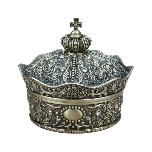 Jewelry Storage Box with Lid Creative Crown Design for Anniversary Gift Home Green