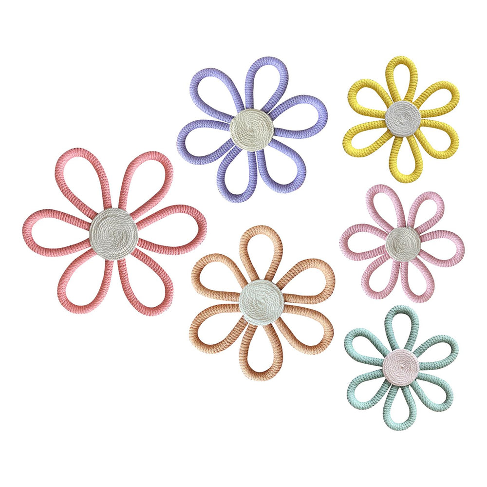 Crofta Woven Daisy Flowers Wall Decoration Chic Handmade for Indoor Nursery Bedroom