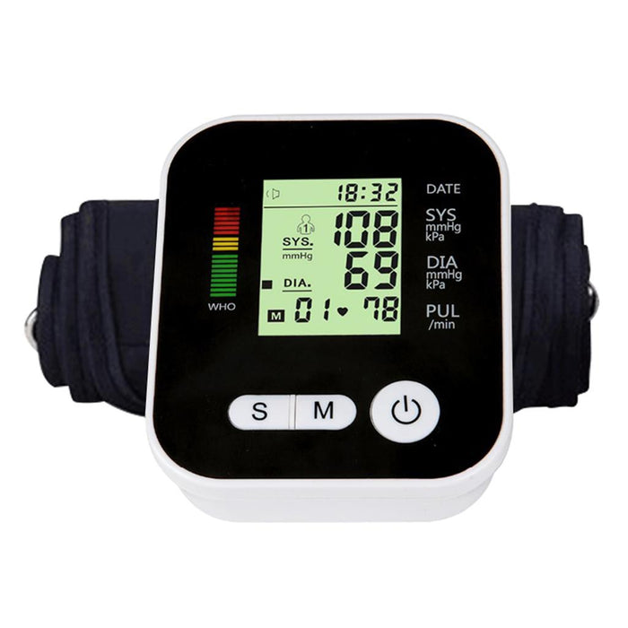 Crofta Wrist Blood Pressure Monitor Electronic Sphygmomanometer Digital Black