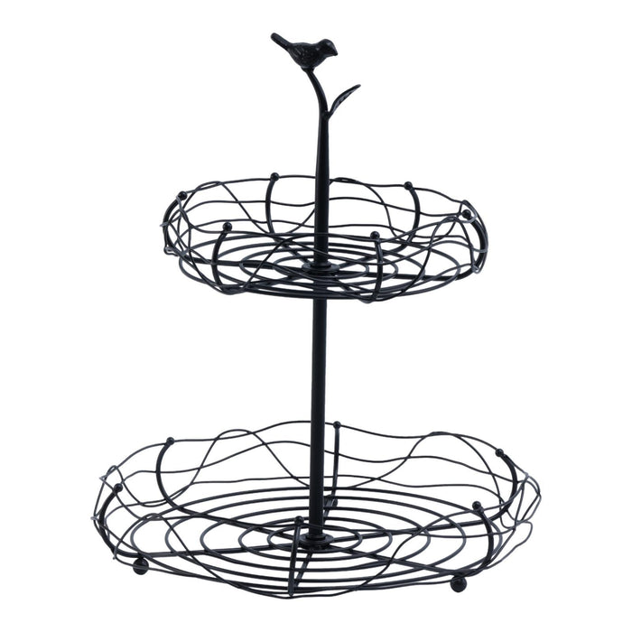 Crofta Layered Vegetable Fruit Wire Basket Stand Detachable Tray for Counter Sturdy 2 Tiers