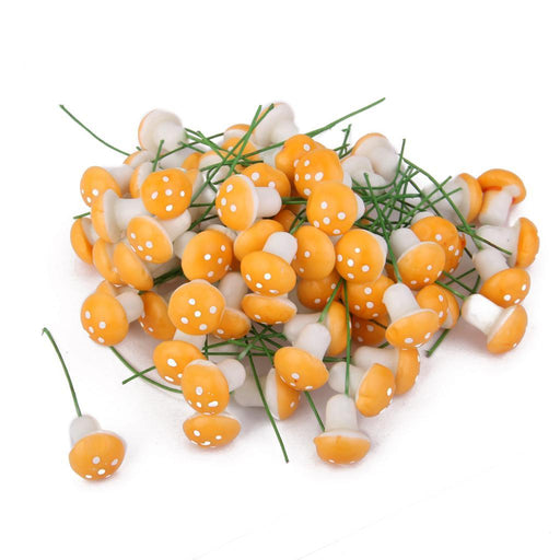 Crofta 100pcs Miniature Dollhouse Fairy Garden Landscape Foam Mushroom - Orange