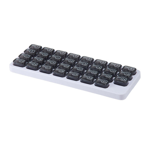 31-Grids Pill Box Monthly 31 Days 31 Compartments for Travel Capsule Elders Grey