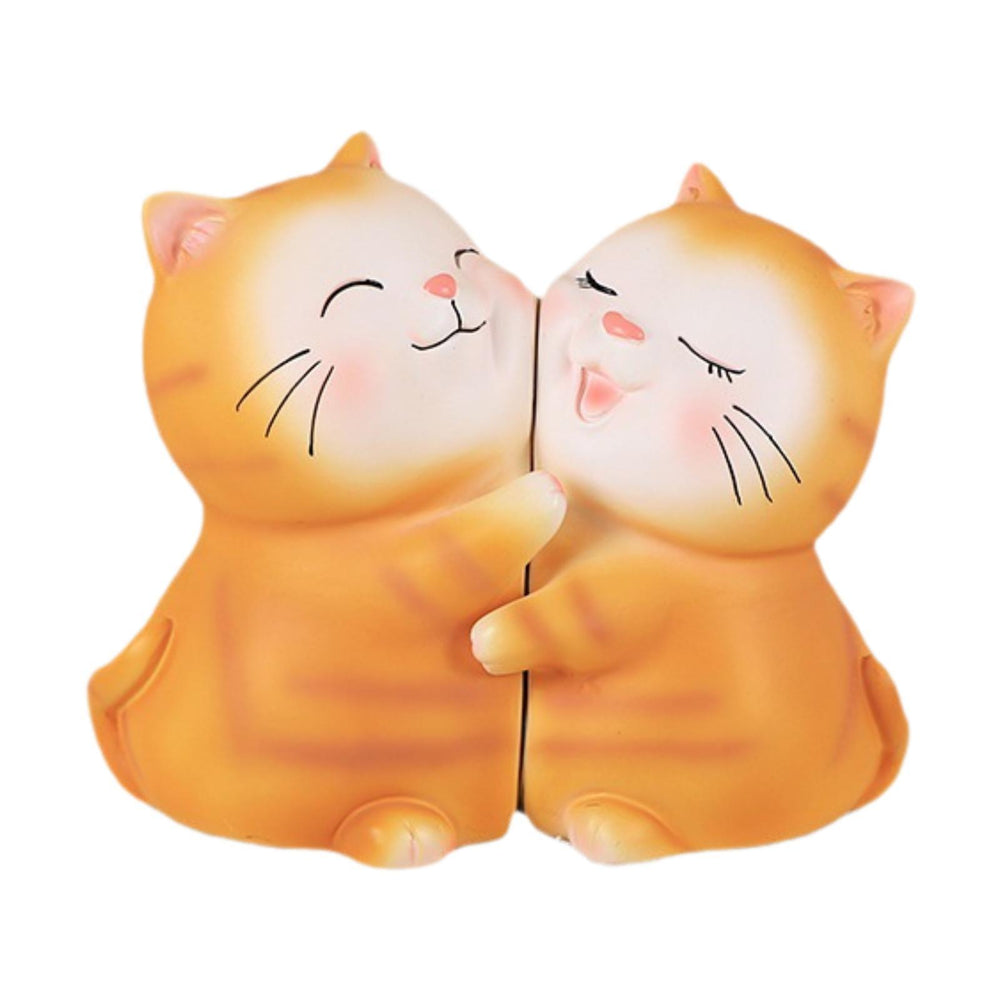 Crofta 2 Pieces Cat Statues Bookends Resin Decorative Figurines for Bedroom Cabinet Orange