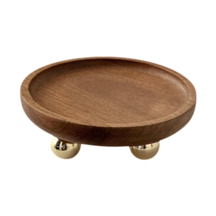 Crofta Wooden Serving Tray Organizer Wooden Pedestal Stand for Counter Vanity Fruit 13x5cm Brown