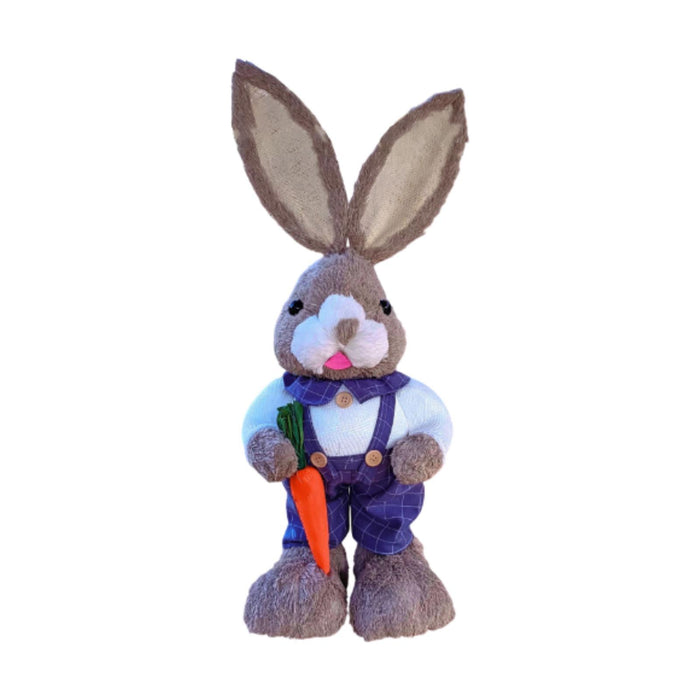 Crofta Woven Rabbit Toy Easter Rabbit Statue Office Photo Prop Straw Bunny Figurine Style C