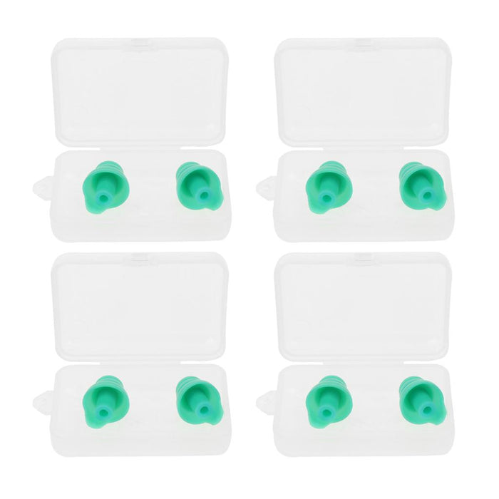 4 Pairs Silicone Earplug Airplane Travel Noise Cancelling Ear Plugs Green