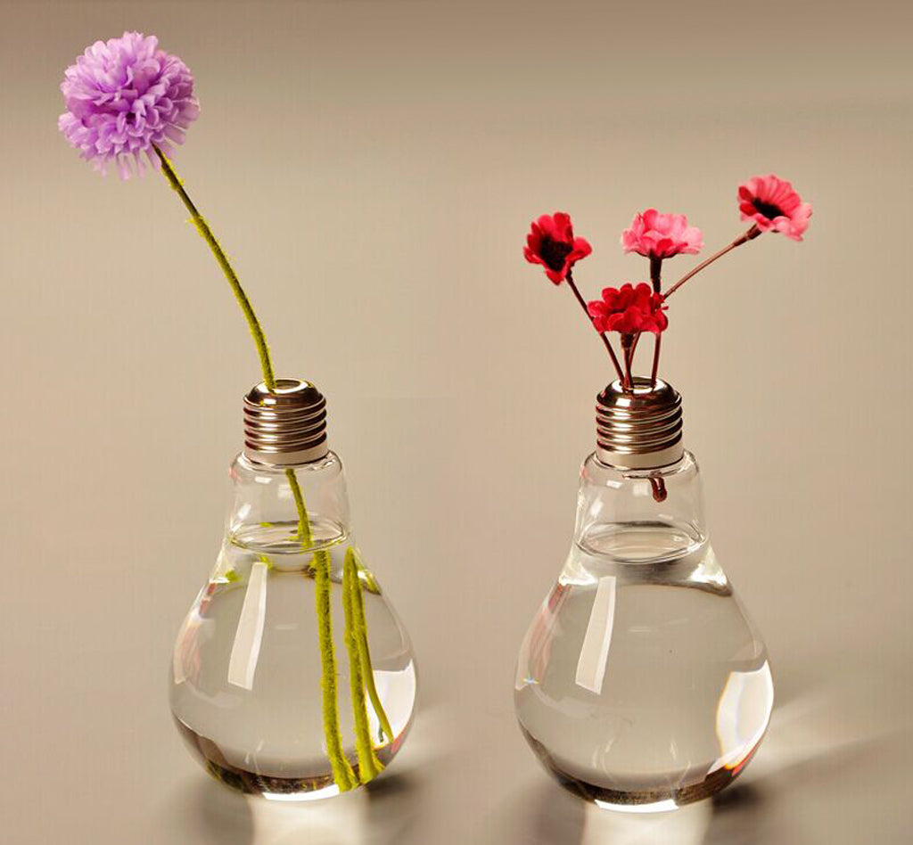 Crofta Bulb Shaped Transparent Table Glass Bottle Vase for Plant Flower Decoration