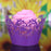 12Pcs Love Birds Pattern Hollow Out Cake Paper Wrap Cupcake Wrapper Purple