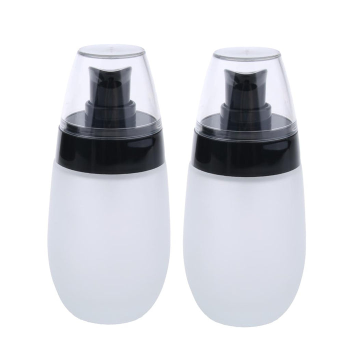 Crofta 2 Pieces 50ml Frosting Glass Refillable Empty Pump Spray Bottle Black