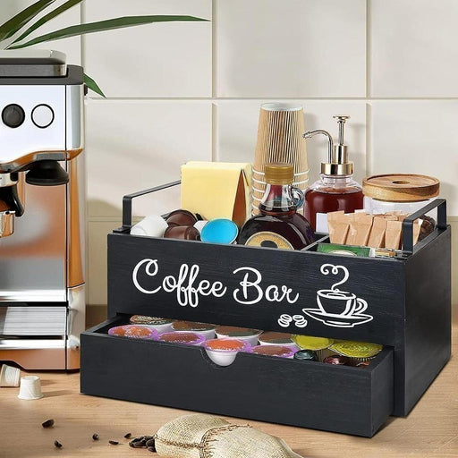 Crofta Coffee Station Organizer Coffee and Tea Condiment Storage Organizer for Cafe Style A