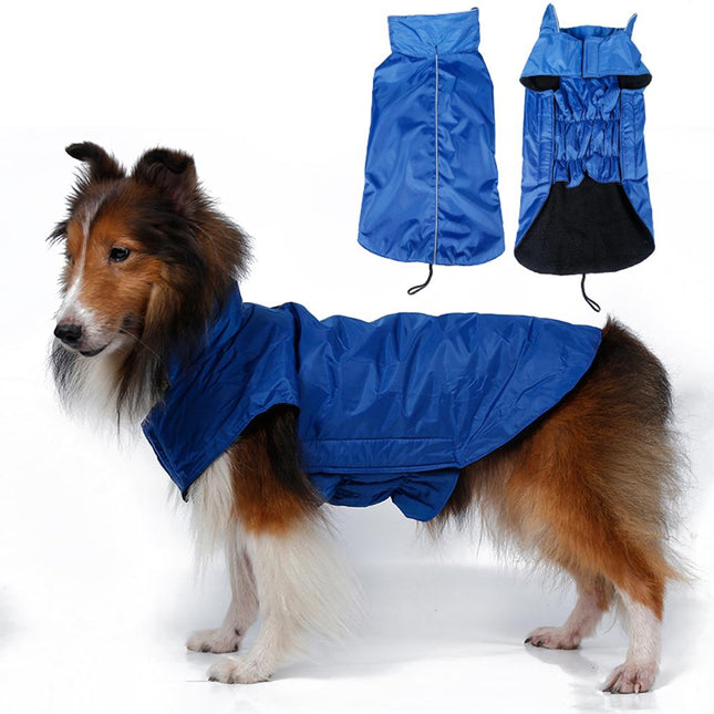 Crofta Waterproof Pet Dog Waistcoat Jacket Fleece Lined Raincoat Clothes S Blue