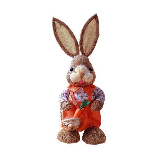 Crofta Woven Rabbit Toy Easter Rabbit Statue Office Photo Prop Straw Bunny Figurine Style N