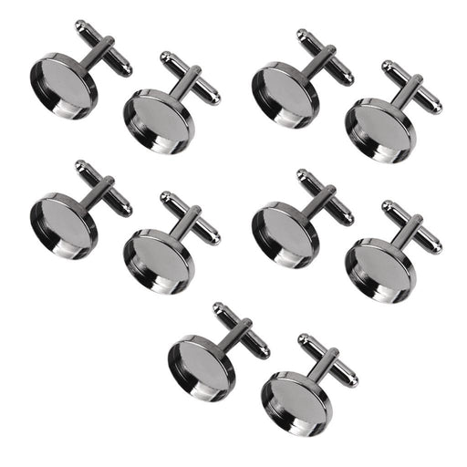 Crofta 10Pcs 16mm Vintage Round Blank Settings Base Pad Cuff Links DIY Cufflinks