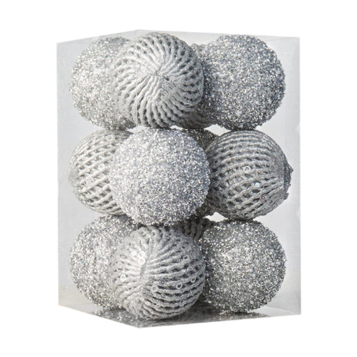 Crofta 12Pcs Christmas Ball Decoration Decorative for Farmhouse Cabinet Living Room Silver