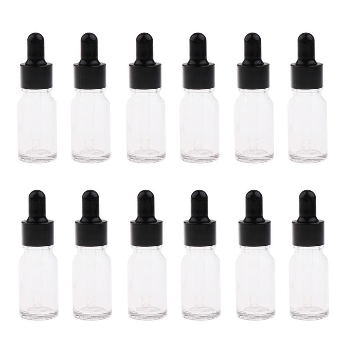 12 Pieces Empty Essential Oil Bottles Liquid Aromatherapy Dropper Clear 15ML