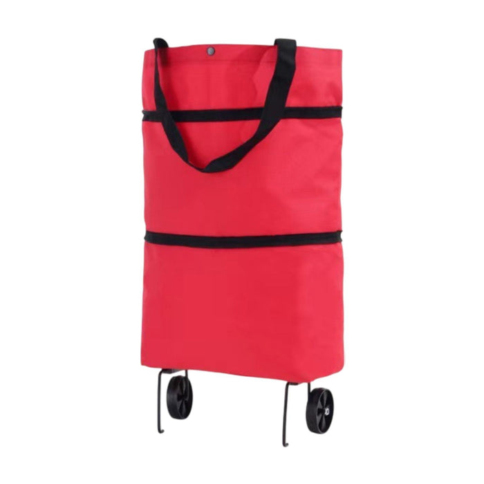 Crofta Rolling Shopping Bag Hand Truck Shopping Cart for Home Traveling Supermarket Red