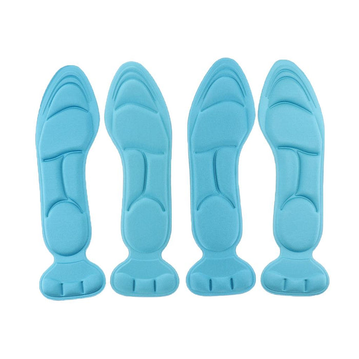 Crofta 2 Pairs Non-Slip Sponge Massage Insole with Heel Cushion Insert Unisex Blue