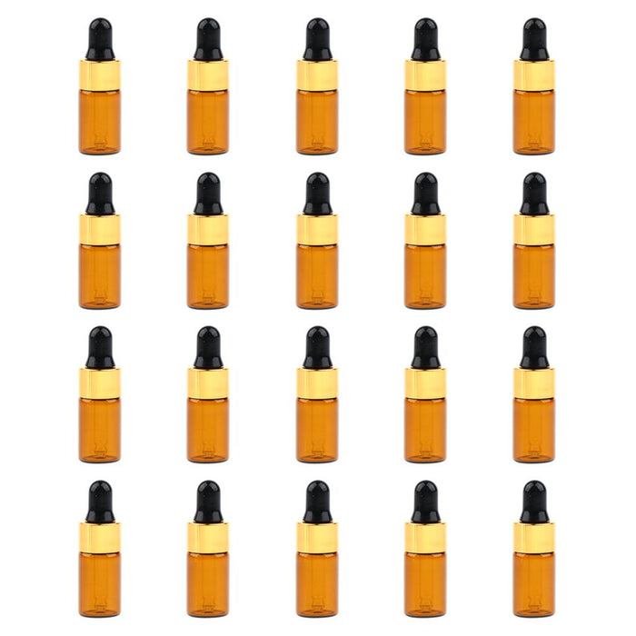 20 Pieces Mini Empty Glass Essential Oil Refillable Brown Amber Bottles 3ML