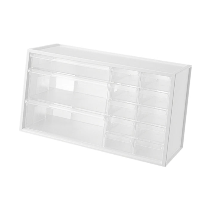 Crofta Container with 13 Drawers Makeup Storage Case for Countertop Office Bathroom White