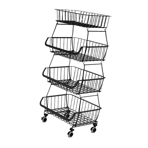 Crofta Fruit Basket for Kitchen with Wheel Multi Tier Storage Container for Pantry 4 layers