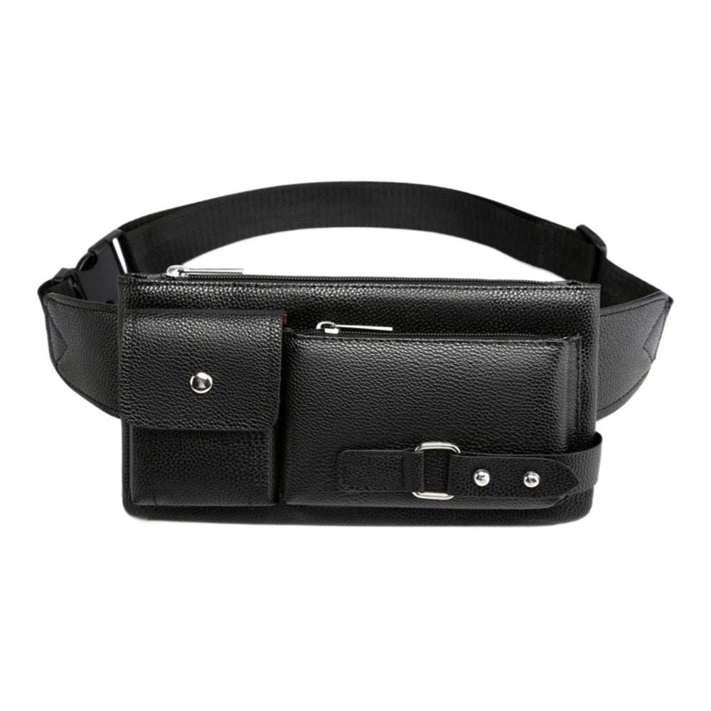 Belt Bag Small Chest Bag Fashion Portable Multipurpose PU Leather Fanny Pack S Black