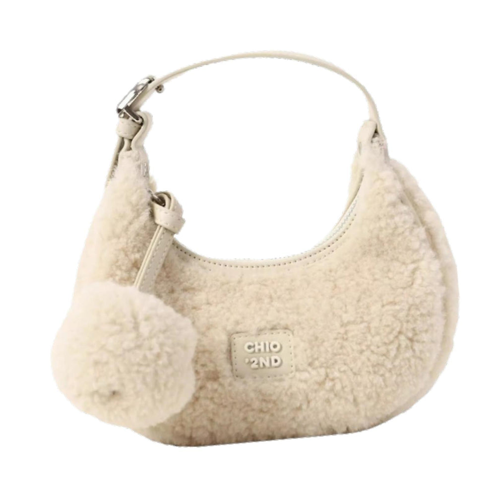 Crofta Plush Tote Bag for Women Crescent Bag Small Clutch Trendy Mini Crossbody Bag Beige