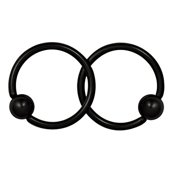 Crofta 1 Pairs Stainless Steel Nose Tragus Lip Captive Bead Hoop Ring Black